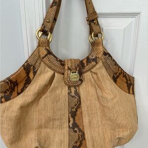 Brahmin fabric and snakeskin purse.